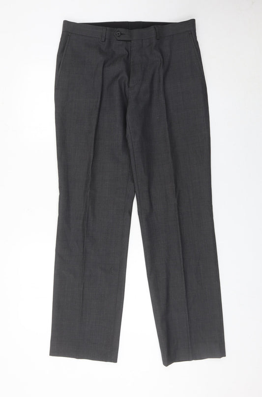 Next Men’s Grey Wool Blend Dress Pants 32R Formal Trousers