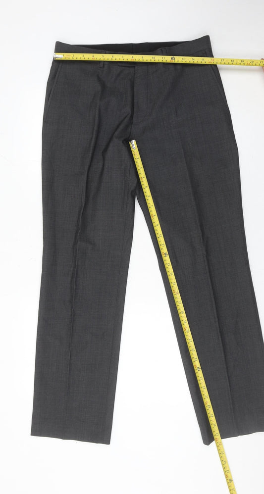 Next Men’s Grey Wool Blend Dress Pants 32R Formal Trousers