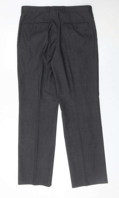 Next Men’s Grey Wool Blend Dress Pants 32R Formal Trousers