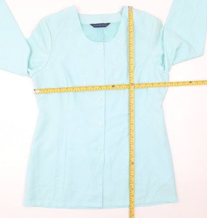 Fashion Extra Women’s Blue Suit Jacket UK 16 Four Button Polyester