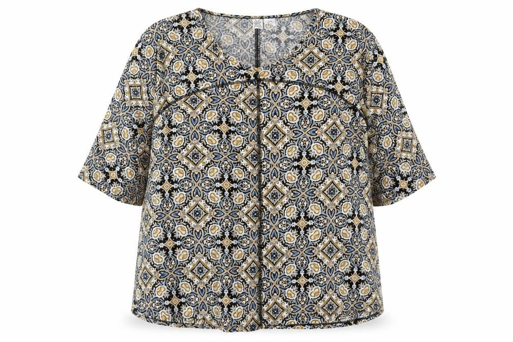 Artisan NY Womens Plus Size 20 Multicoloured Boho Tunic Blouse 3/4 Sleeve