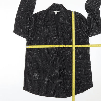 Rio & Rian Womens Black Glitter Long Sleeve Blouse Size L Party Top