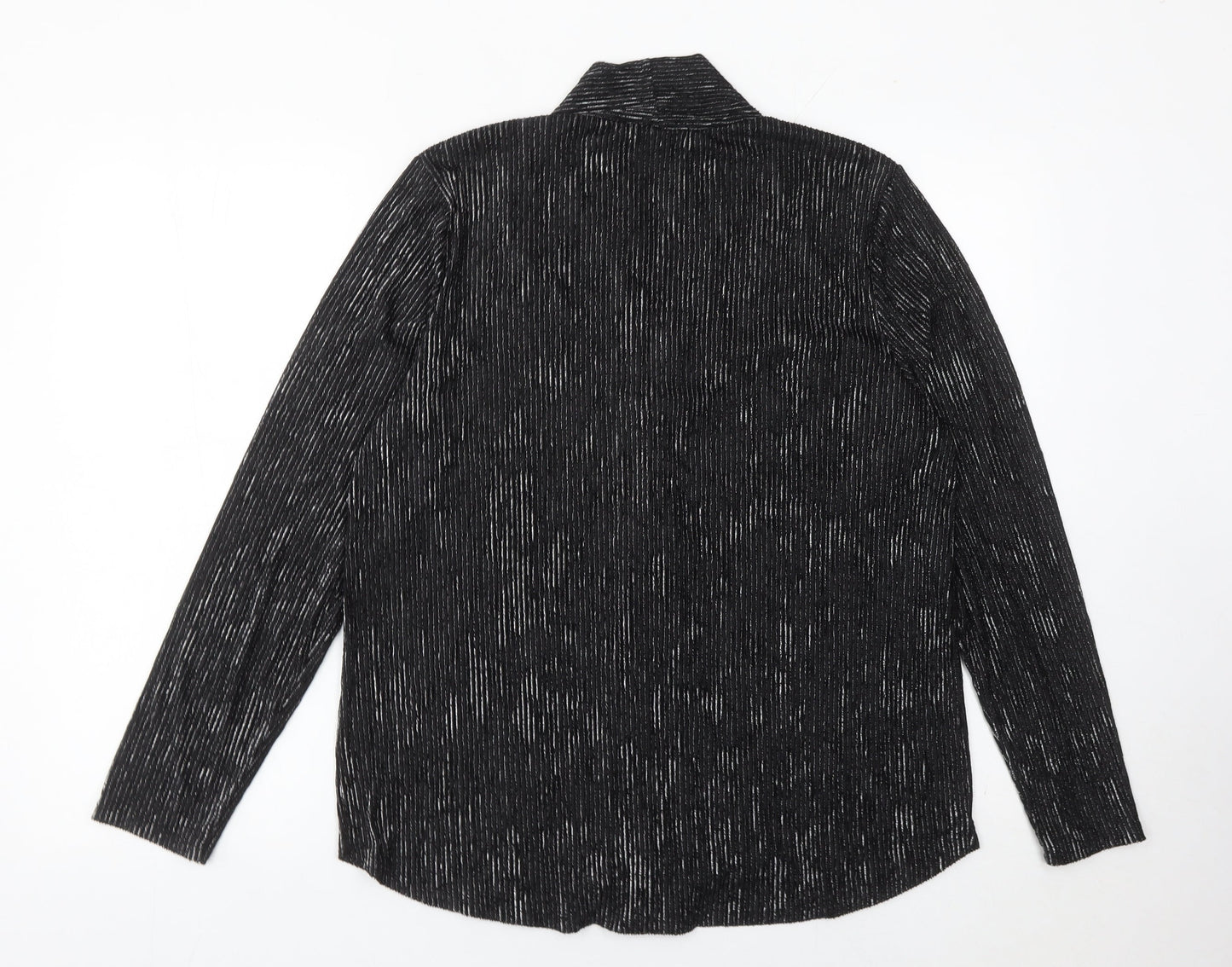Rio & Rian Womens Black Glitter Long Sleeve Blouse Size L Party Top