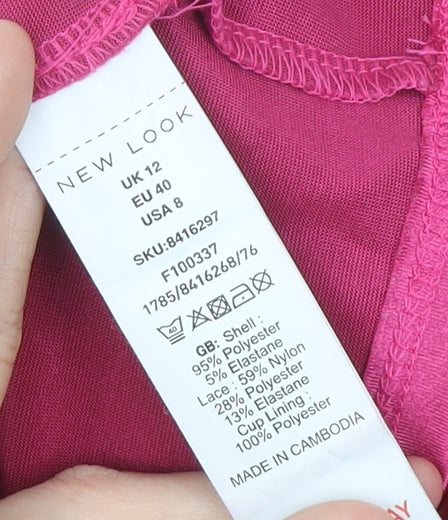 Womens UK Size 12 New Look Pink Camisole Tank