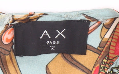 AX Paris Women’s Multicoloured Wrap Dress Size 12 Hi-Low V-Neck