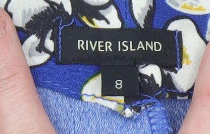 Womens UK Size 8 River Island Blue Tunic Blouse
