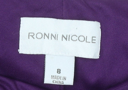 Ronni Nicole Womens Purple Size 8 Sheath Knee Length Sleeveless Party Dress