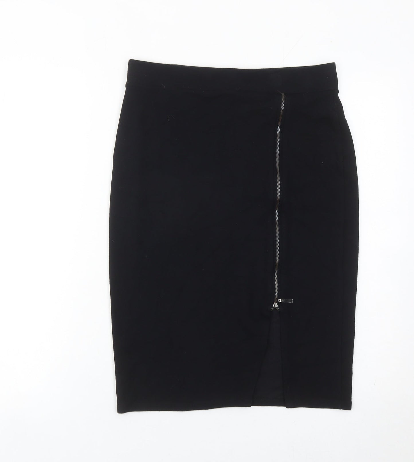 Next Women Black Size 12 Pencil Skirt Knee Length Zip Detail