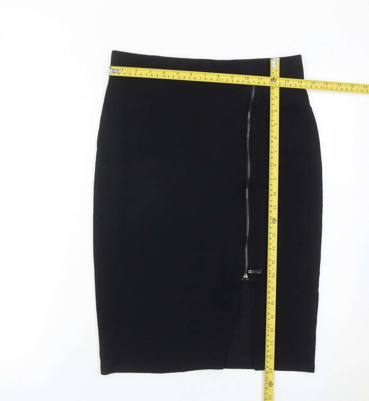 Next Women Black Size 12 Pencil Skirt Knee Length Zip Detail