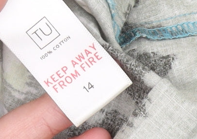 TU Women’s Blue Green Floral Pleated Cotton Skirt Size 14