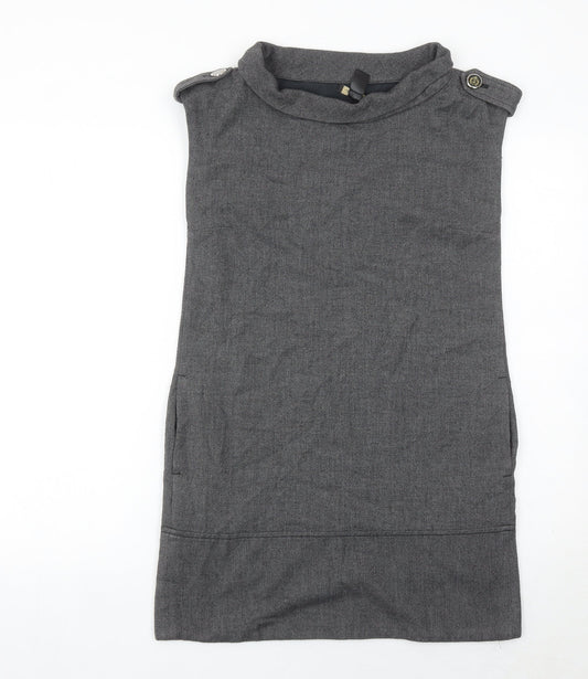 Mango Women’s Grey Shift Dress Size 8 Sleeveless Workwear