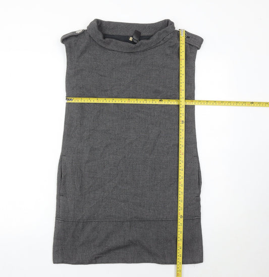 Mango Women’s Grey Shift Dress Size 8 Sleeveless Workwear