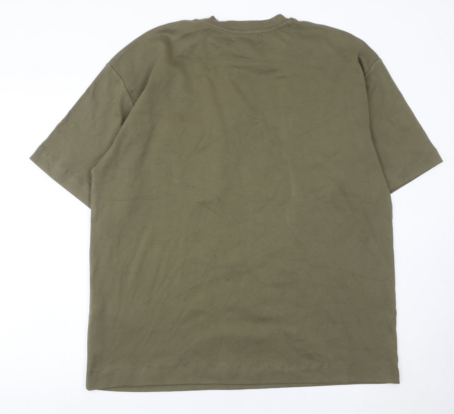 Zara Men Green XL Cotton Crew Neck Short Sleeve T-Shirt