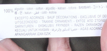 Zara Men Green XL Cotton Crew Neck Short Sleeve T-Shirt