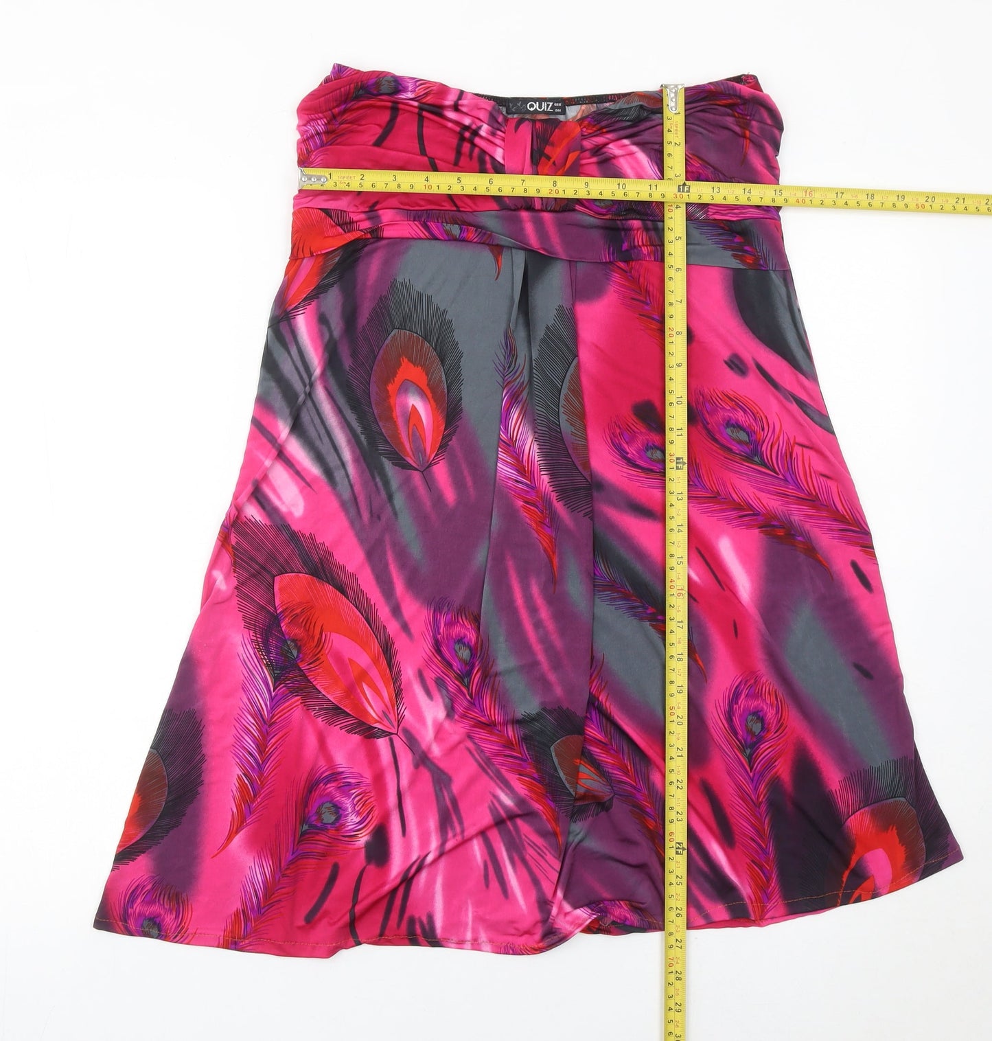 Quiz Women’s Pink Strapless Satin Knee Length Dress Size 16