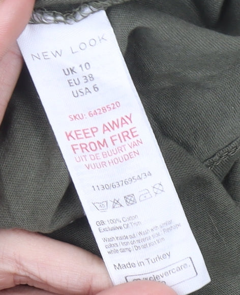 New Look Womens Green Size 10 Beaded Short Sleeve Cotton T-Shirt