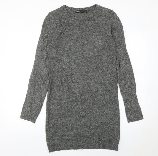 Brave Soul Women’s Grey Jumper Dress Size S Long Sleeve Knit