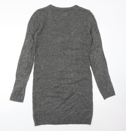 Brave Soul Women’s Grey Jumper Dress Size S Long Sleeve Knit