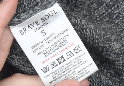 Brave Soul Women’s Grey Jumper Dress Size S Long Sleeve Knit