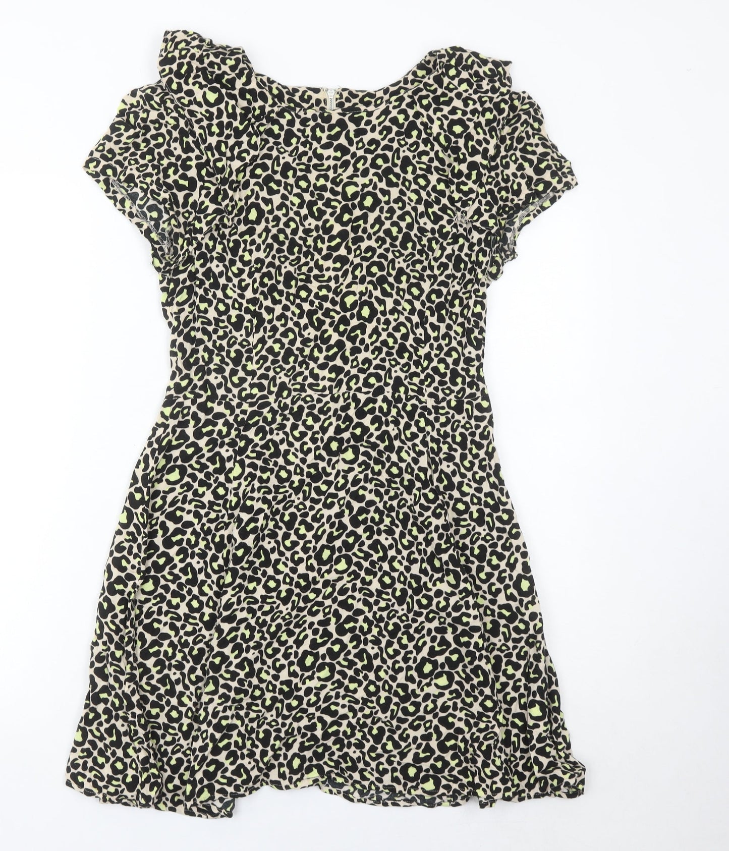 Oasis Womens Multicoloured Leopard Print A-Line Short Dress Size 10