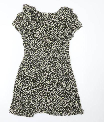 Oasis Womens Multicoloured Leopard Print A-Line Short Dress Size 10