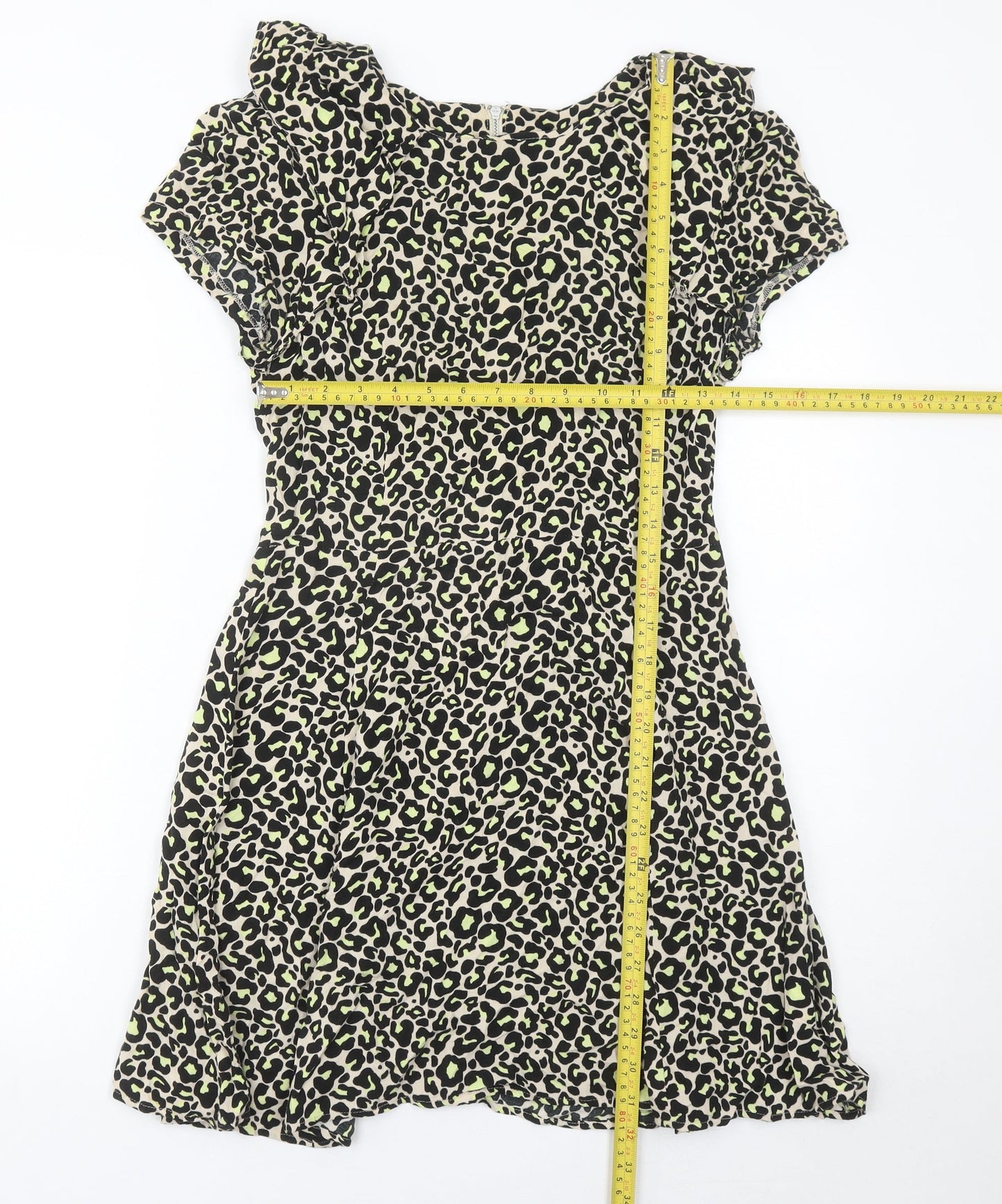 Oasis Womens Multicoloured Leopard Print A-Line Short Dress Size 10