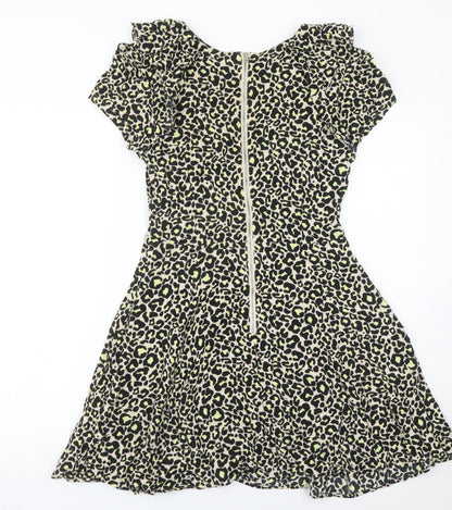 Oasis Womens Multicoloured Leopard Print A-Line Short Dress Size 10