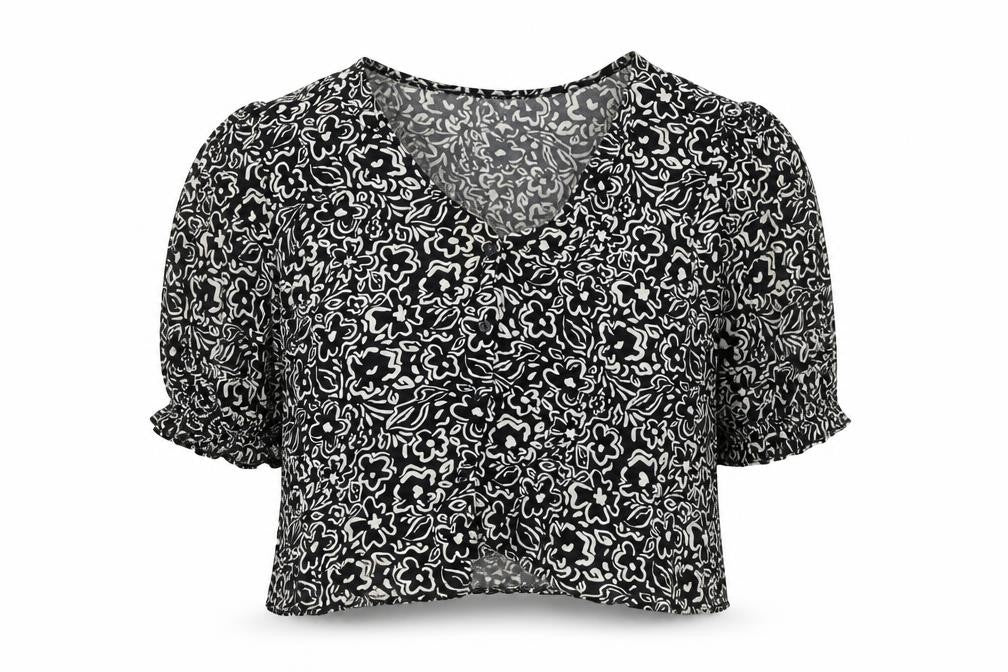Womens UK Size 16 New Look Black Cropped Blouse