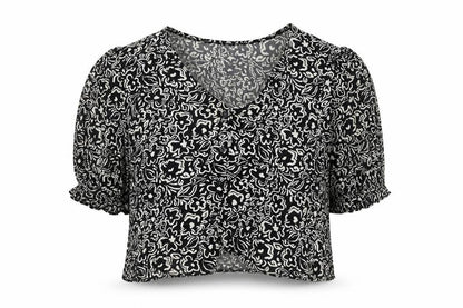 Womens UK Size 16 New Look Black Cropped Blouse