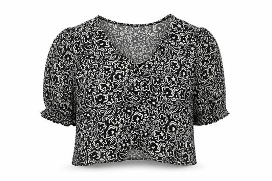 Womens UK Size 16 New Look Black Cropped Blouse
