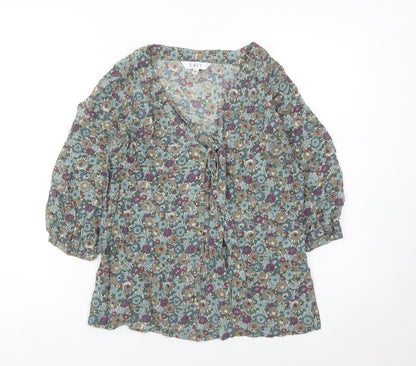 East Womens Multicoloured Floral Viscose Tunic Blouse Size 8