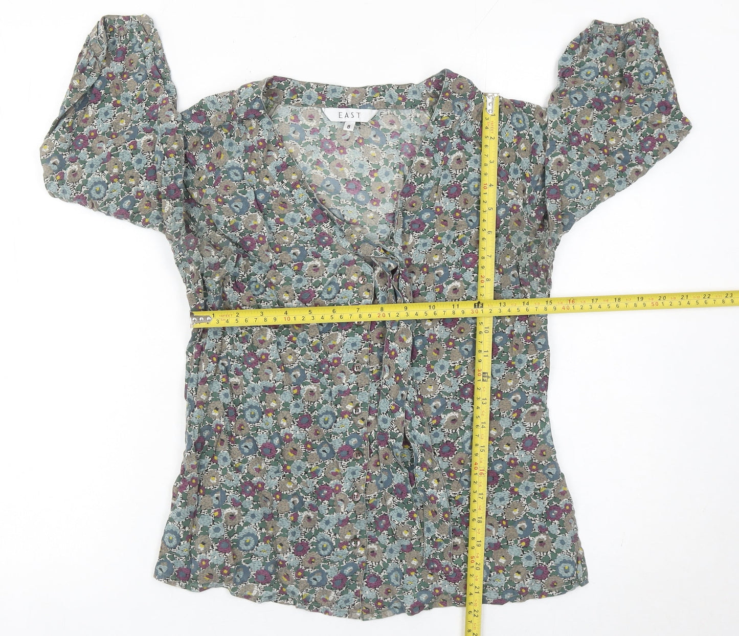 East Womens Multicoloured Floral Viscose Tunic Blouse Size 8