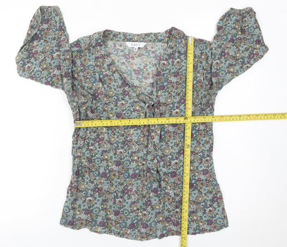 East Womens Multicoloured Floral Viscose Tunic Blouse Size 8