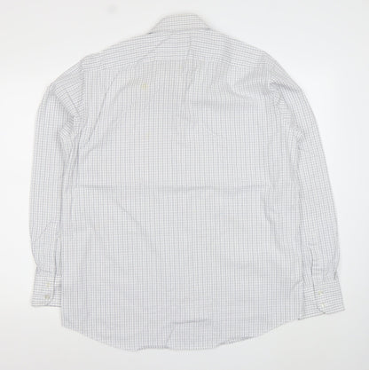 Hugo Boss Men's White Check Long Sleeve Cotton Button-Up Shirt 17/43