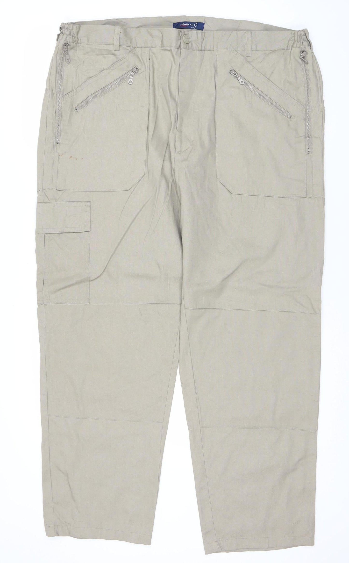 Headland Casuals Men’s Beige Cargo Trousers 42S Cotton Blend