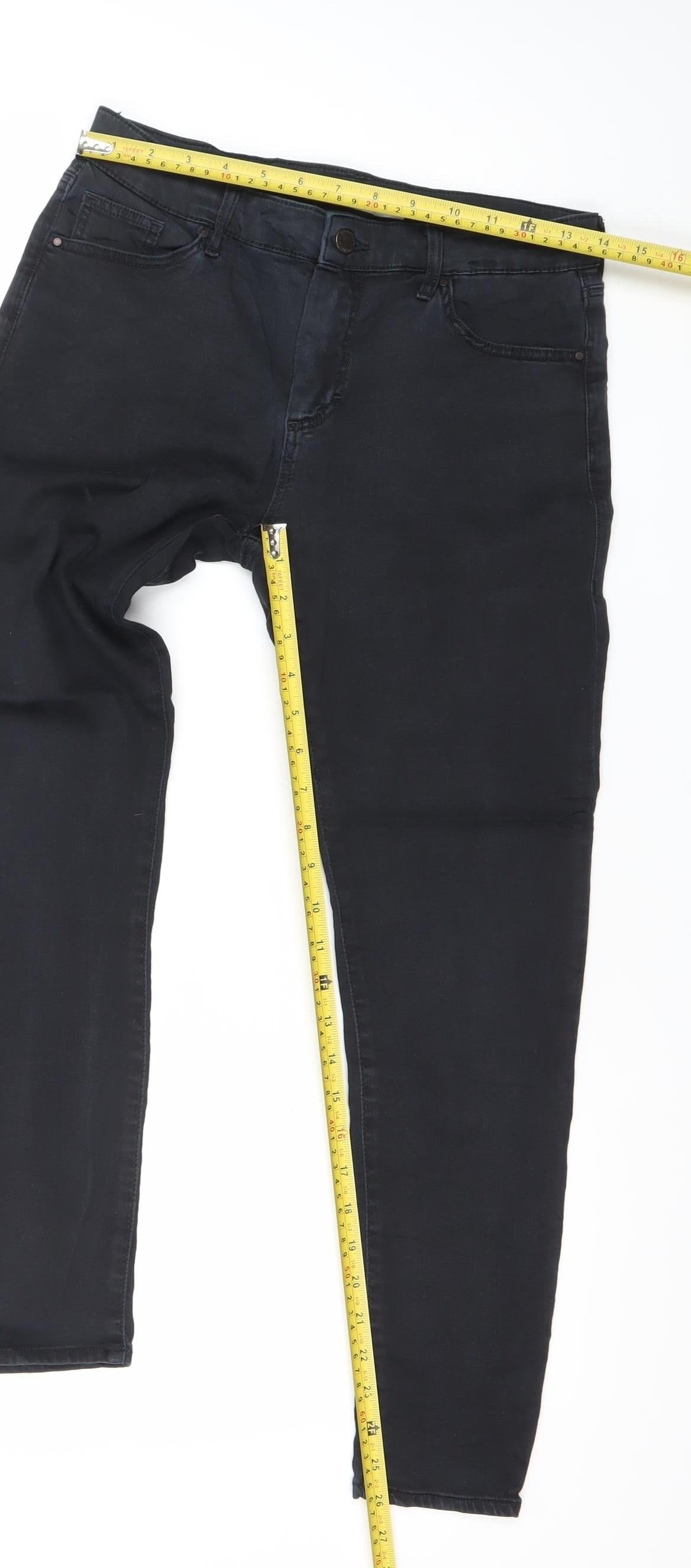 Topshop Women Black Skinny Jeans Size 12 W30 L28 Moto Stretch