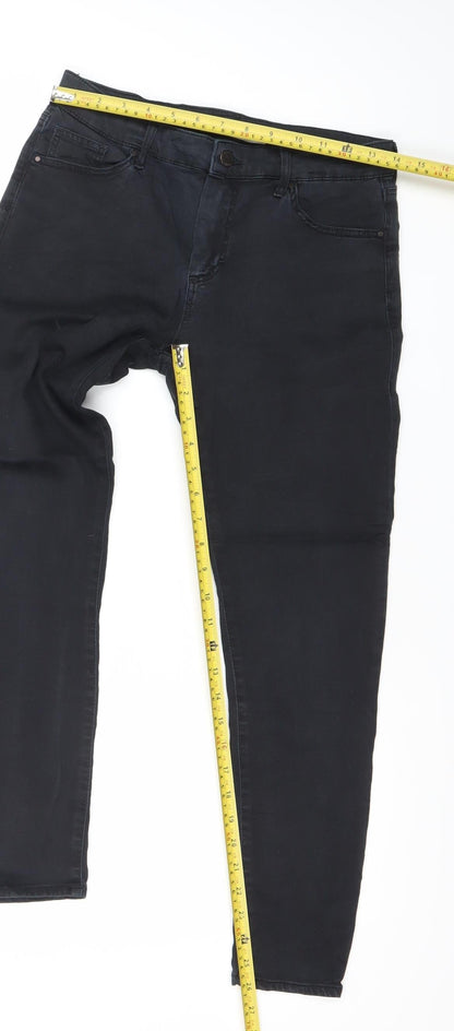 Topshop Women Black Skinny Jeans Size 12 W30 L28 Moto Stretch