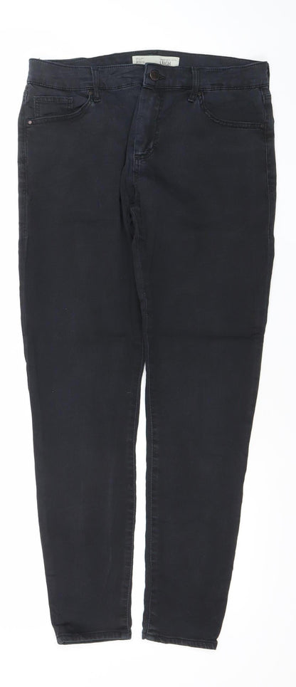 Topshop Women Black Skinny Jeans Size 12 W30 L28 Moto Stretch