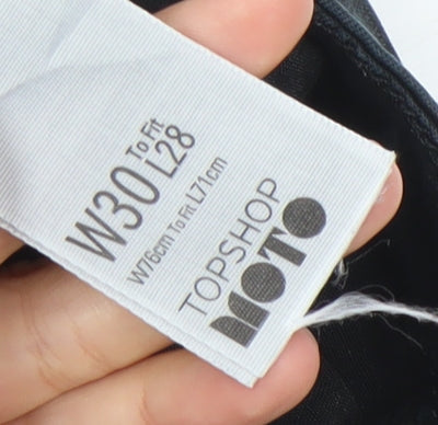 Topshop Women Black Skinny Jeans Size 12 W30 L28 Moto Stretch