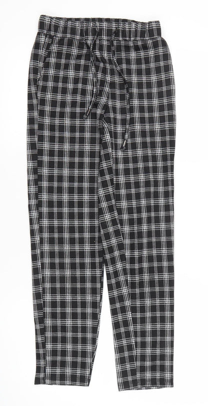 New Look Women’s Black Plaid Jogger Trousers Size UK 4