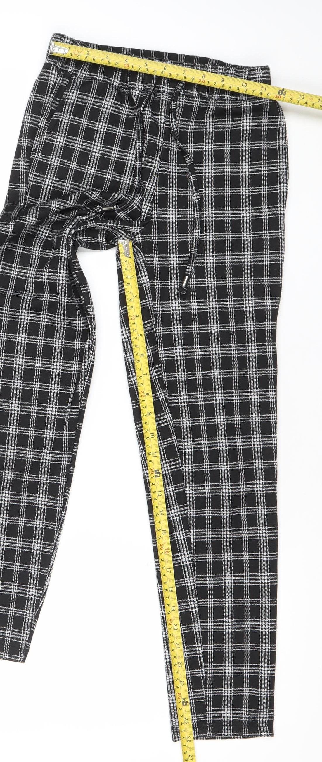 New Look Women’s Black Plaid Jogger Trousers Size UK 4