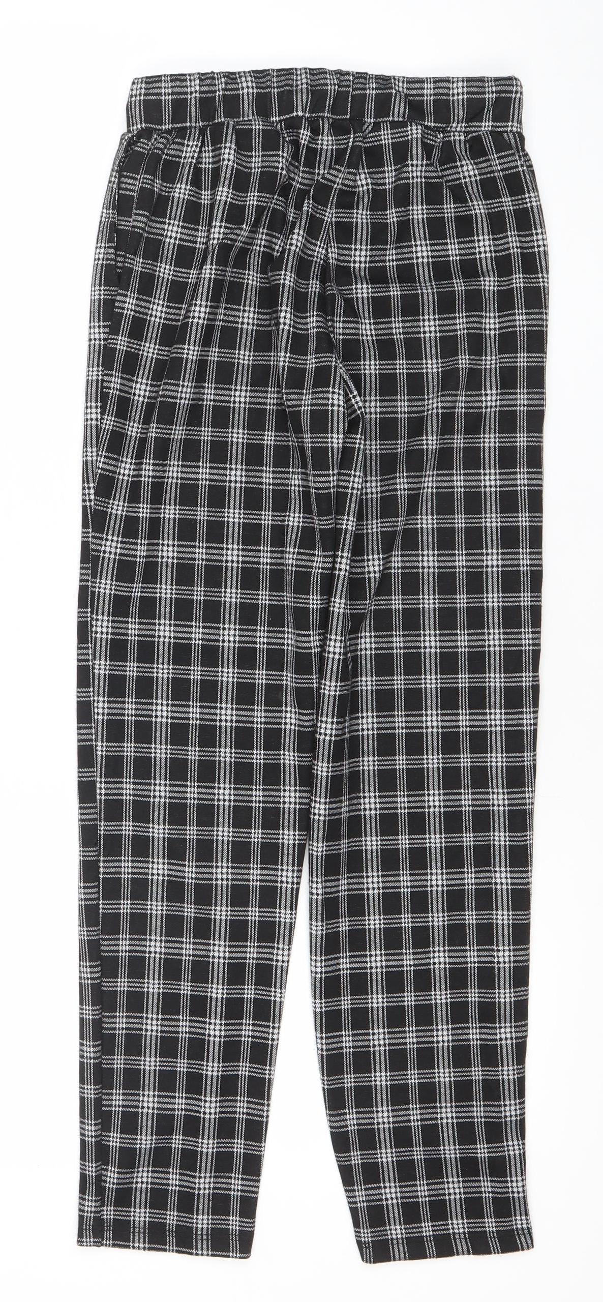 New Look Women’s Black Plaid Jogger Trousers Size UK 4