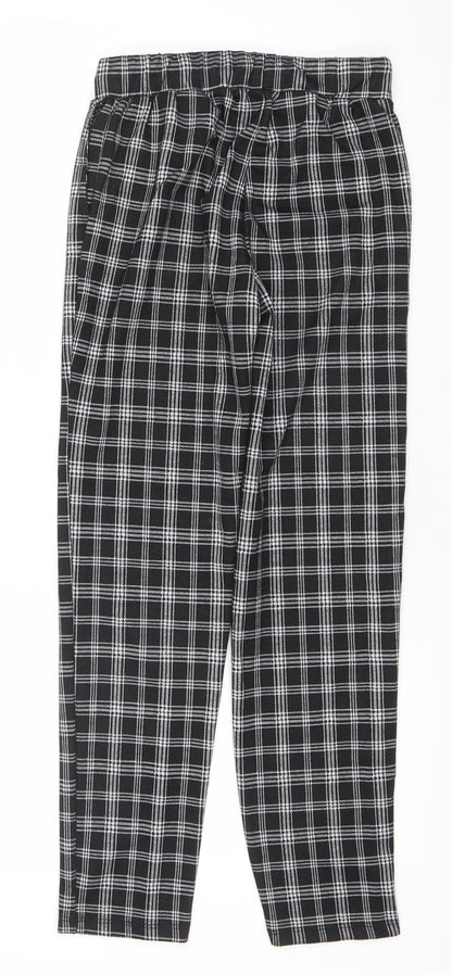 New Look Women’s Black Plaid Jogger Trousers Size UK 4