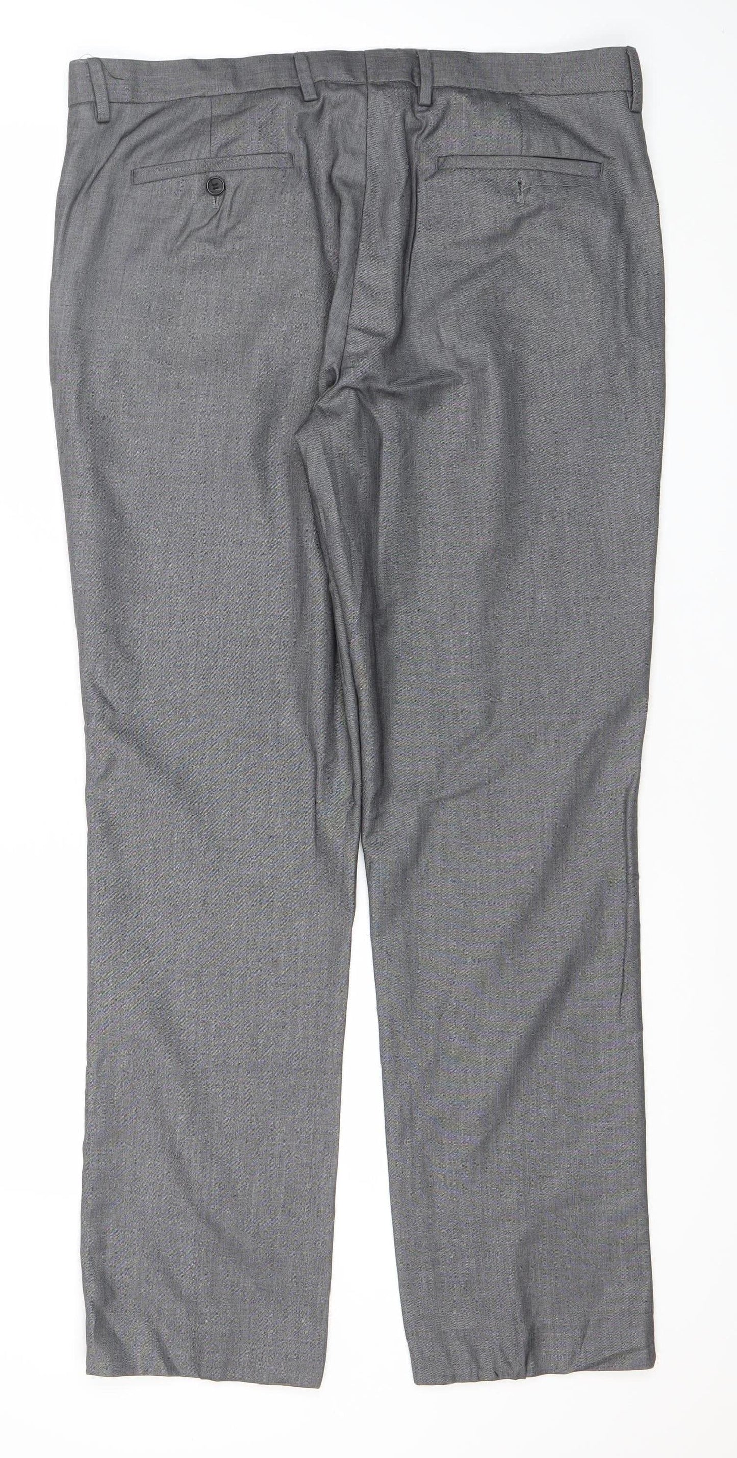 Mens UK Size 36R Cedar Wood State Regular Fit Dress Pants Grey Trousers
