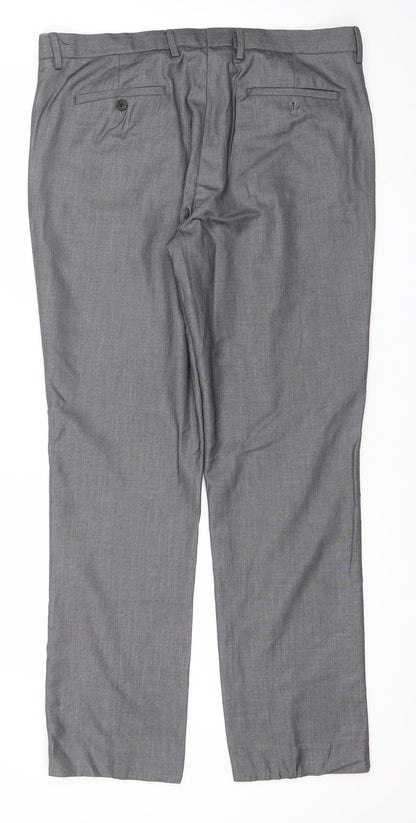 Mens UK Size 36R Cedar Wood State Regular Fit Dress Pants Grey Trousers