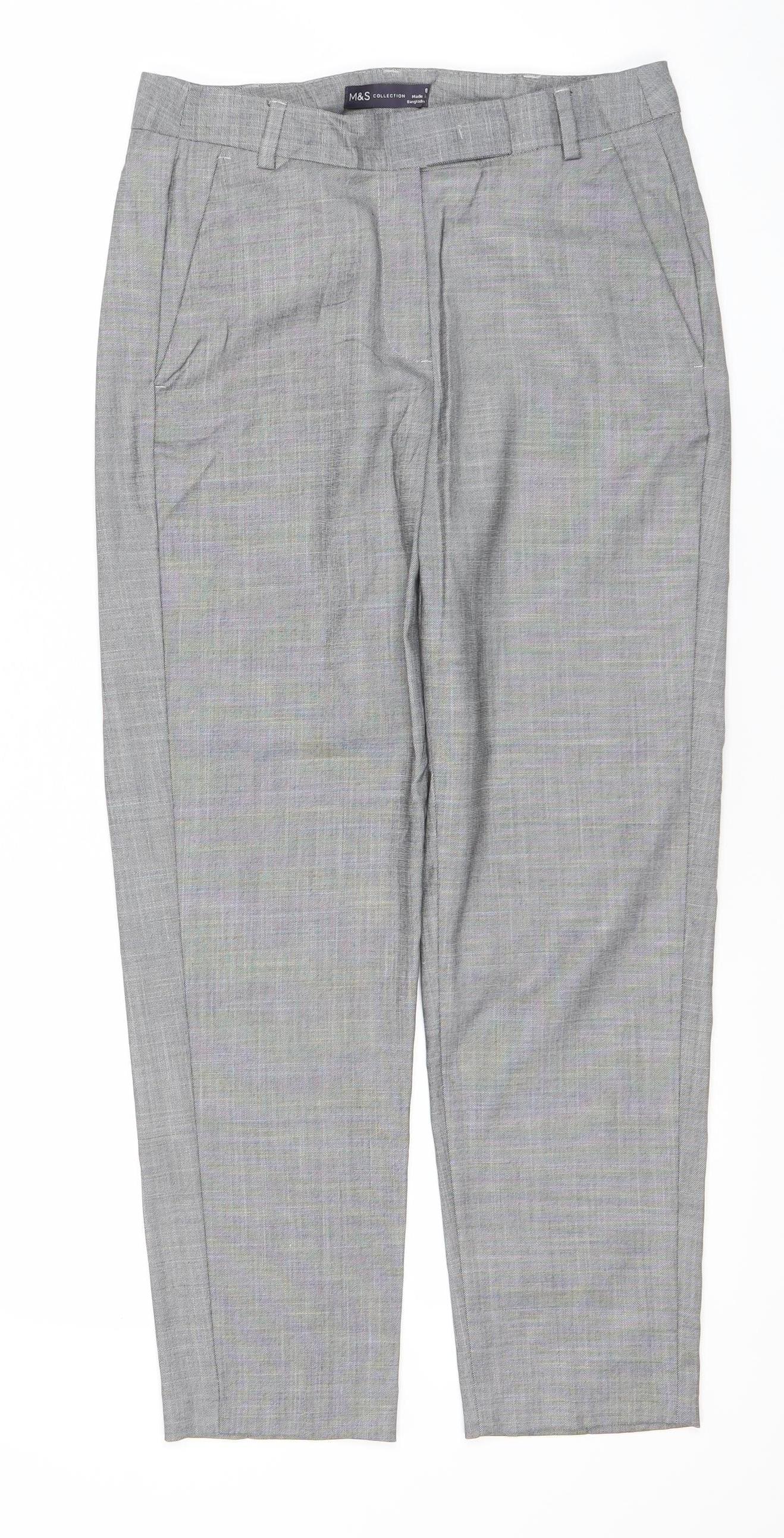 Womens UK Size 8 Marks and Spencer Regular Fit Dress Pants Grey Trousers