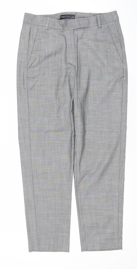 Womens UK Size 8 Marks and Spencer Regular Fit Dress Pants Grey Trousers