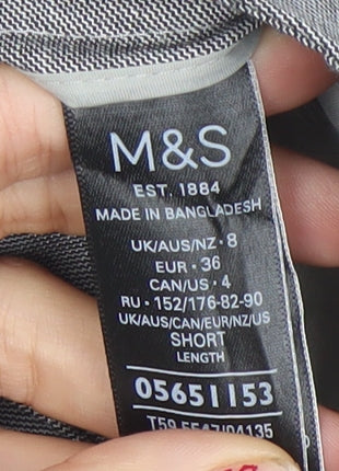 Womens UK Size 8 Marks and Spencer Regular Fit Dress Pants Grey Trousers