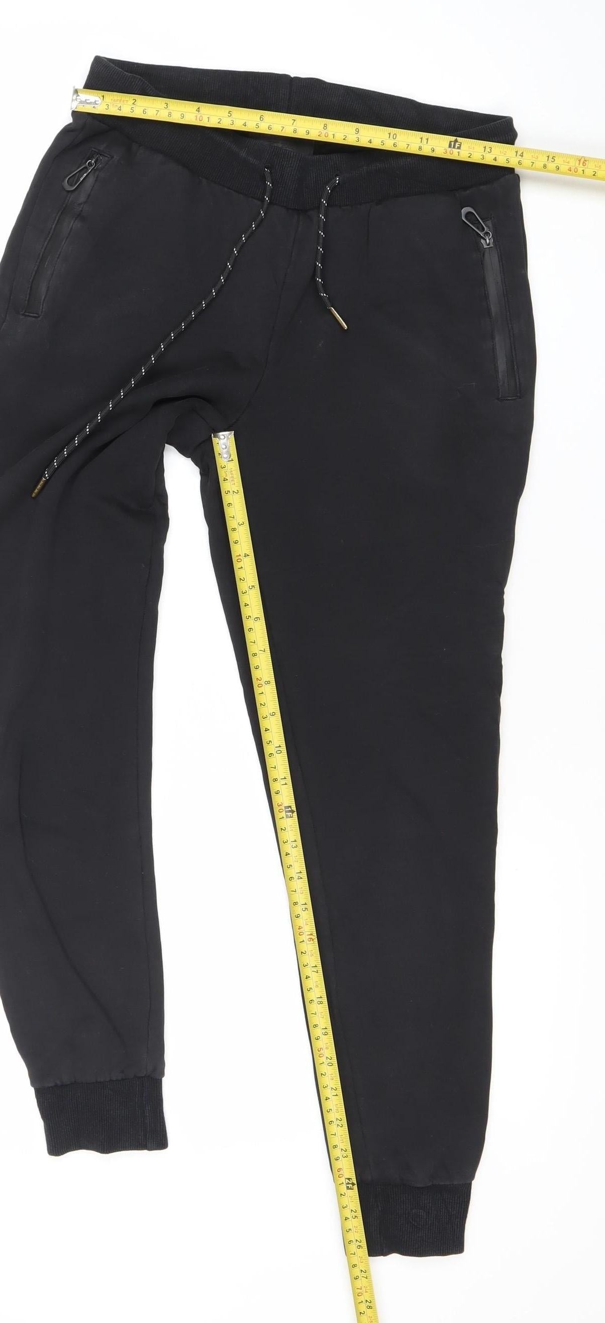 INSIVE Men’s Black Cotton Joggers Size M Tapered Activewear Trousers