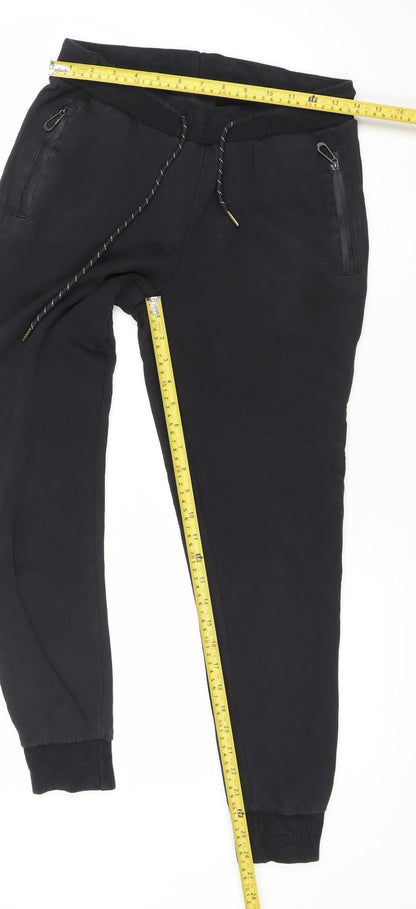 INSIVE Men’s Black Cotton Joggers Size M Tapered Activewear Trousers